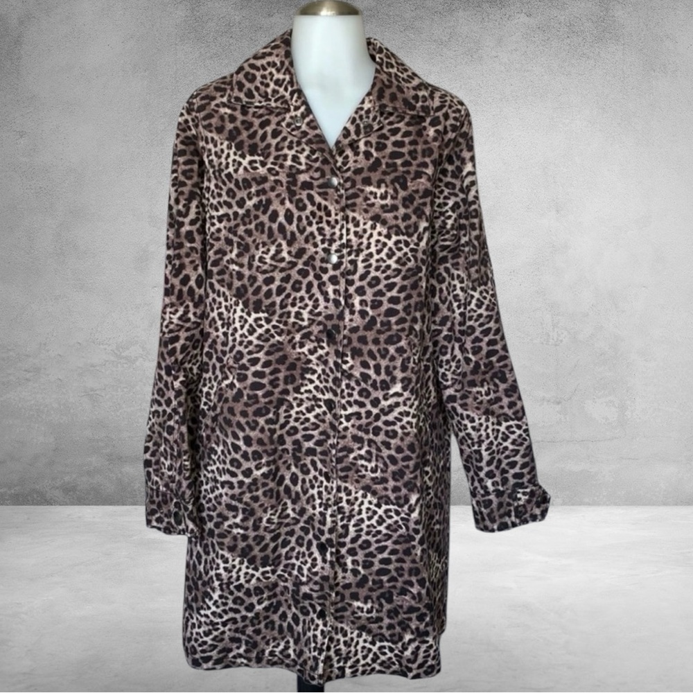 ✅ Spiritual Gangster Cheetah Print Dope Soul Coach Jacket Snap Buttons Women’s S
